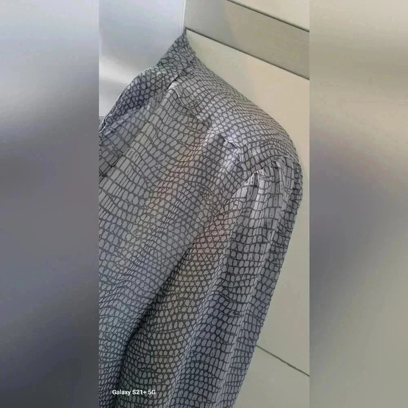 Michael Michael Kors Blue Sheer Shirt with Front Tie, Size Small - Picture 3 of 11